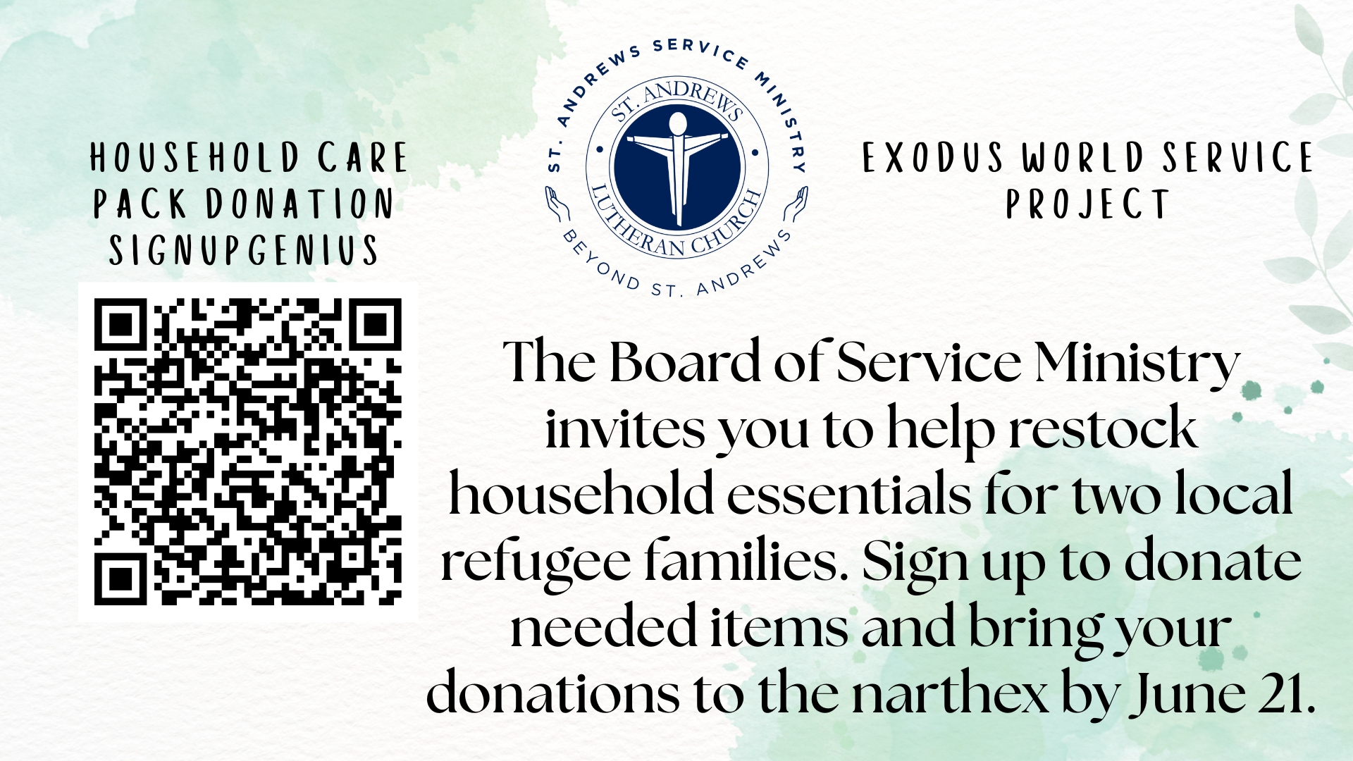 Service Ministry Exodus Project